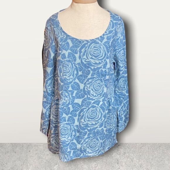 Flax Peasant Cabbage Rose Shirt Top Sz P 4-6 - Picture 1 of 7